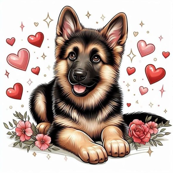 German Shepherd Valentine’s Day Magnet - Picture 1 of 4
